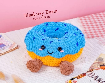 Blueberry Donut Crochet Pattern, Donut Amigurumi Pattern, Dessert Food Crochet, Sweet Treat Crochet, Food Crochet Design,Digital PDF Pattern