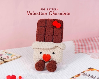 Patrón de crochet de chocolate para San Valentín, diseño de patrón de crochet para San Valentín, decoración con temática dulce, estilo de crochet para la temporada del amor, patrón en PDF