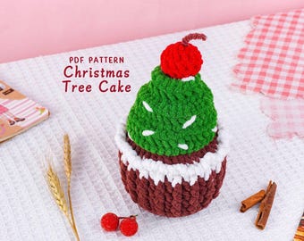 Christmas Tree Cake Crochet Pattern, Christmas Dessert Crochet DIY, Winter Holiday Decor, Festive Cake Amigurumi PDF, DIY Festive Decor