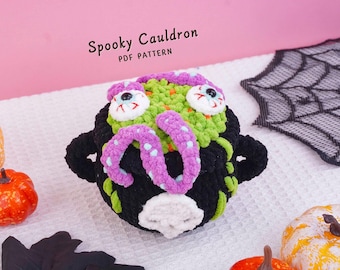 Halloween Cauldron Crochet Pattern, Cauldron Amigurumi Pattern, Halloween Food Crochet, Kawaii Plush Design, Digital PDF Pattern