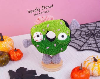 Halloween Donut Crochet Pattern, Donut Amigurumi Pattern, Halloween Food Crochet, Kawaii Plush Design, Plush Toy Design, Digital PDF Pattern