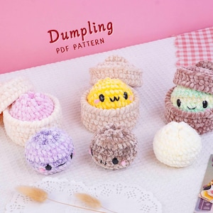 Dumpling Crochet Pattern, Dumpling Amigurumi Pattern, Food Plush Crochet, Kawaii Kitchen Decor, Handmade Toy Design, Digital PDF Pattern