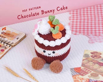 Chocolate Bunny Cake Crochet Pattern, Easter Dessert Crochet Pattern, Holiday Table Display Decor, Easter Dessert Home Decor, PDF Pattern