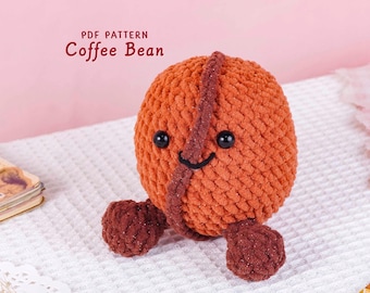 Coffee Bean Crochet Pattern, Handmade Soft Toy Guide, No Sew Plush DIY Download, Beginner Friendly Stuffed Making Instructions, PDF Pattern