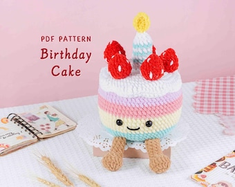 Birthday Cake Crochet Pattern, Amigurumi Party Decor Toy, Handmade Gift Idea, Adorable Party Plush Toy PDF, Birthday Cake Plushie