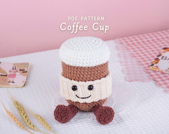 Coffee Cup Crochet Pattern, Amigurumi Drink Pattern, Kawaii Plushie Cup Pattern, Coffee Plush Toy Pattern, Handmade Plush Toy