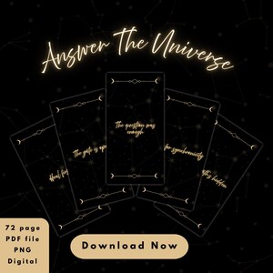Baralho Answer The Universe – 72 cartas minimalistas de sim/não para orientação espiritual instantânea | oráculo | Download em PDF e PNG para impressão | Digital