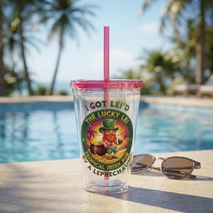 Lucky Lei Tumbler | Tropical Irish Leprechaun St. Patrick's Day Cup (16oz Acrylic)