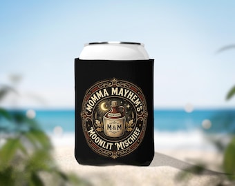 Momma Mayhem's Moonlit Mischief Can Cooler Sleeve | Retro Moonshine Jug  Design
