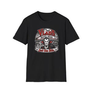 Vlad's Waffle House Vampire Diner T-Shirt | Just One Bite, Late Night image 1