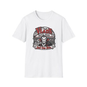 Vlad's Waffle House Vampire Diner T-Shirt | Just One Bite, Late Night image 3