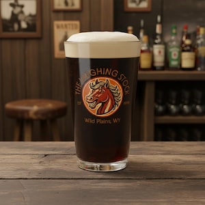 Vaso mezclador con el logotipo de Laughing Stock Bar, 16 oz / Vaso de pinta Wild Plains, WY