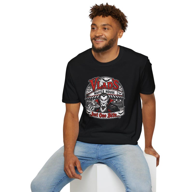 Vlad's Waffle House Vampire Diner T-Shirt | Just One Bite, Late Night image 18