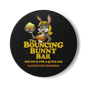 Bunny Bar Ceramic Coaster: Whimsical Rabbit Drink Coaster