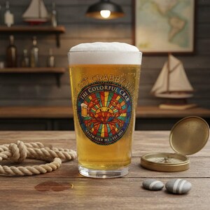 Colorful Crab Come Get Crabby With Us Glass | Saltwater ME Souvenir 16oz