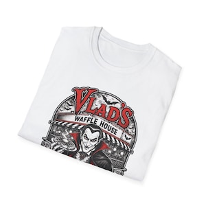 Vlad's Waffle House Vampire Diner T-Shirt | Just One Bite, Late Night image 8