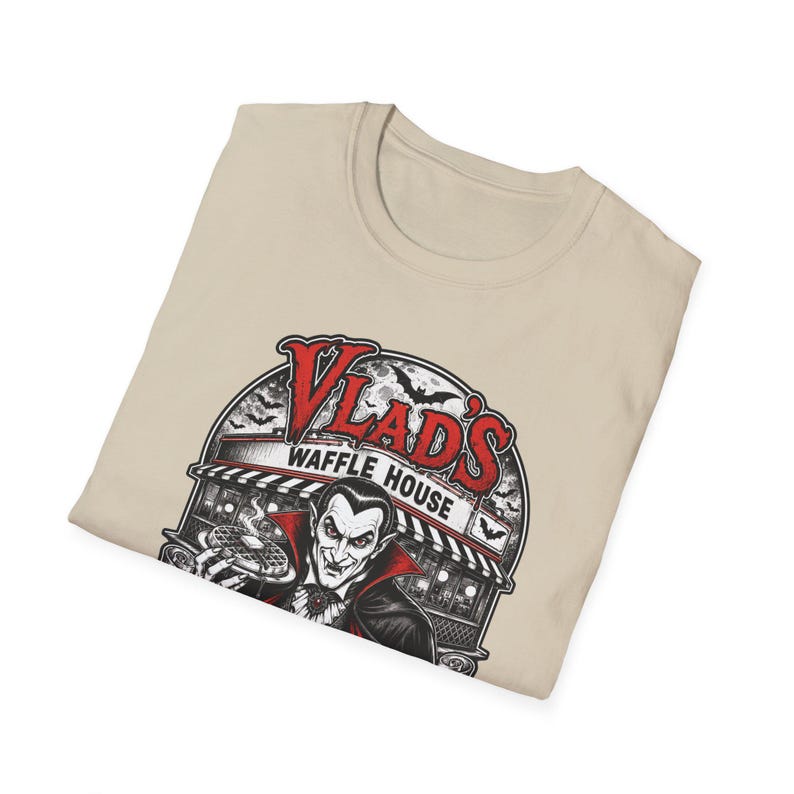 Vlad's Waffle House Vampire Diner T-Shirt | Just One Bite, Late Night image 10