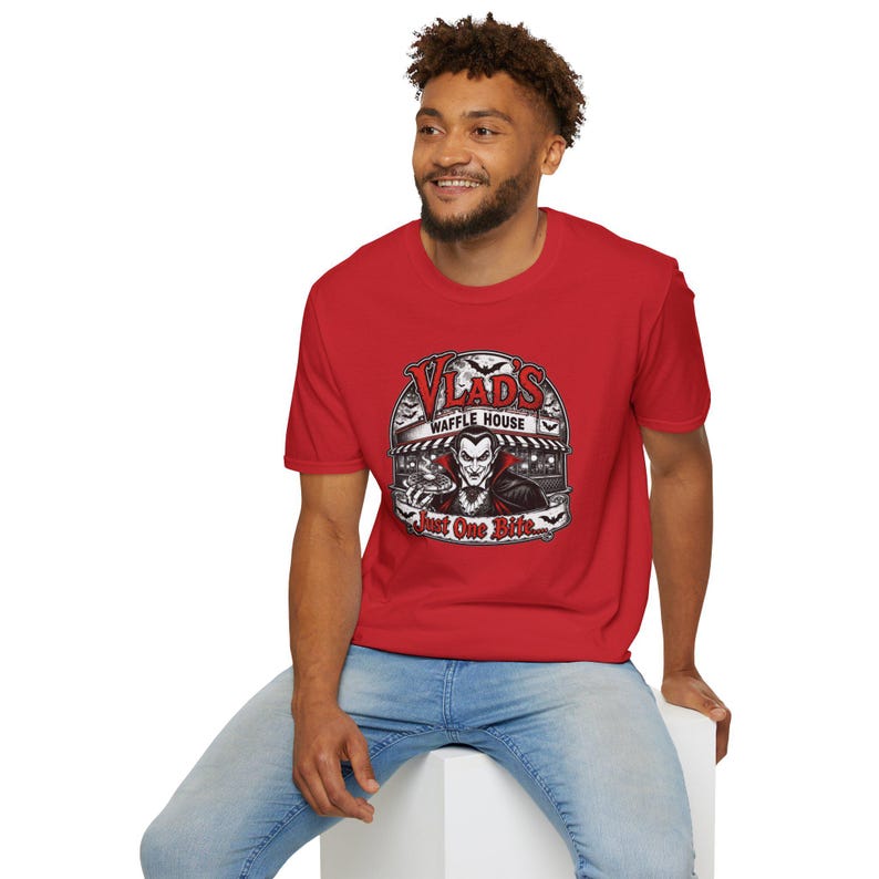 Vlad's Waffle House Vampire Diner T-Shirt | Just One Bite, Late Night image 19