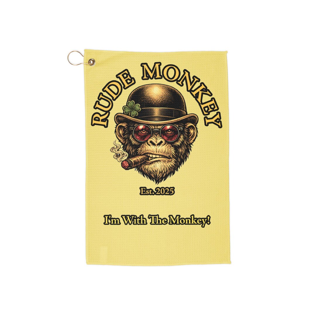 Im With the Monkey Rude Monkey Mascot Golf Towel | Yellow Attitude - Etsy