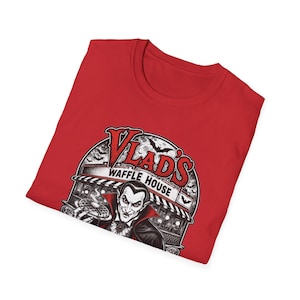 Vlad's Waffle House Vampire Diner T-Shirt | Just One Bite, Late Night image 13