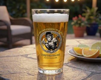Rude Monkey 'I Chose Not' glass Mixing Glass, 16oz | Bold Hand Gesture