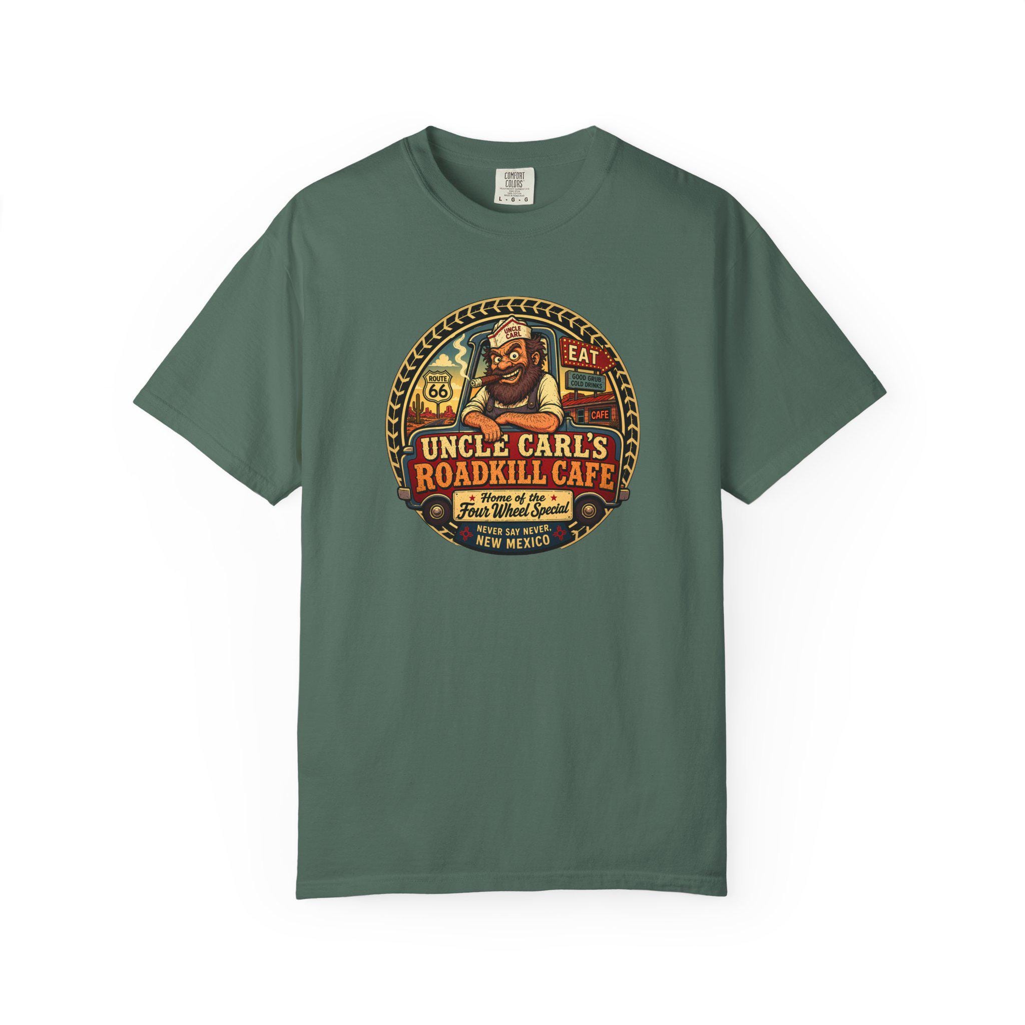 Uncle Carl's Roadkill Cafe T-shirt | Vintage Inspired Diner Logo