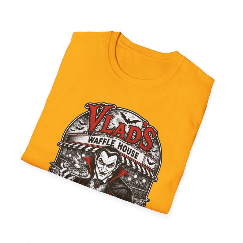Vlad's Waffle House Vampire Diner T-Shirt | Just One Bite, Late Night image 11