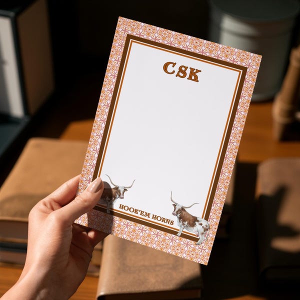 Personalized Longhorn Notepad | UT Austin Stationery, Class of 2026, Texas, Graduation Gift, Hook'Em