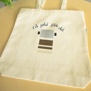 Vietnamese Coffee Tote Bag, Vietnamese Art, Canvas Tote Bag, Grocery Bag, Laptop Bag