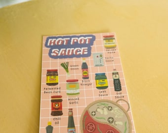 Hot Pot Sauce Recipe Card, Chinese Sauce, Asian Sauce, Asian Food Art, Stationary