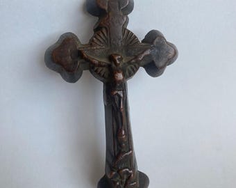 Cruz de iglesia de metal antigua: decoración religiosa, 5,5 pulgadas