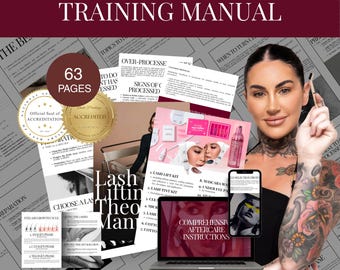 Lash Lift Training Manual, Eyebrow Tint Training Guide, Digital Canva Course, 45 Pages Guide Theory Ebook, Instant Download