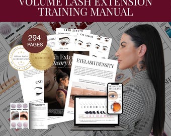 Premade and Promade Lash Training Manual, Lash Tech Course, Eyelash Extension Guide, 294 Pages Instant Download