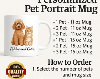 Custom Pet Portrait Mug, Personalized Pet Gift, Dog/Cat Lover Coffee Cup, Unique Home Decor, Pet Memorial, Birthday Present, Customizable