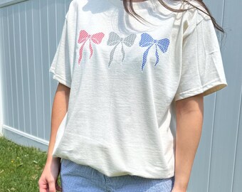 Patriotic Bows T-Shirt: Women's 4th of July Americana Tee