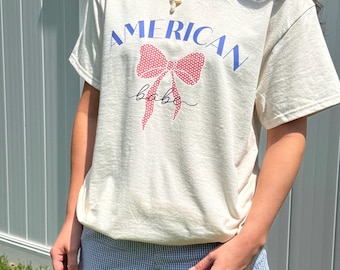 American Babe T-Shirt | 4th of July Shirt | Patriotic Bow Shirt | USA Independence Day Outfit