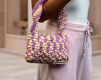 Unique handmade  Crochet Shoulder Bag – Bohemian Multicolor Tote, USA Made