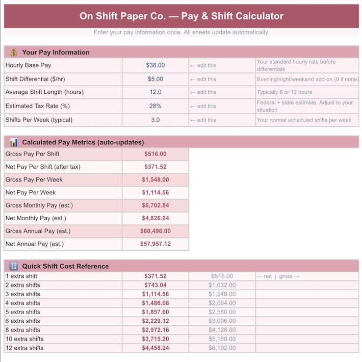 Nursing Budget Planner Spreadsheet | Nurse Finance Tracker (digital ...