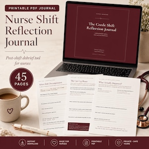 Nurse Shift Reflection Journal, Printable Nurse Decompression Workbook, New Grad RN Self Care, Nursing Journal PDF