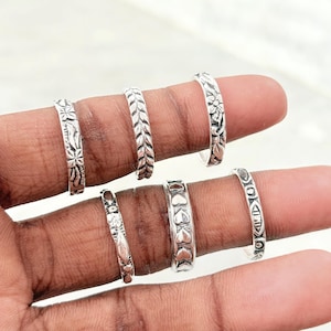 Stapelbare Sterling Silber 6 Ringe Set | Stapelringe | Silberband Ringe | Ring Stapel | Minimalistische Silber Band Ringe