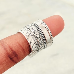 Set Of 6 Sterling Silvers, Pure Silver Rings, Assorted Pattern Rings, Thin & Thick Rings, Dotted Rings, Stacking Rings, Wedding Gift Rings