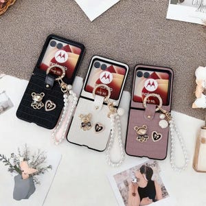 Étui à cordon de luxe en similicuir pour Motorola Razr 60 50 40 Ultra - Coque rigide pliante antichoc