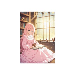 Cartolina artistica di Meryl's Storytime – Biblioteca accogliente con scoiattoli