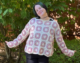 Handmade Boho, Sunburst Granny Square Sweater