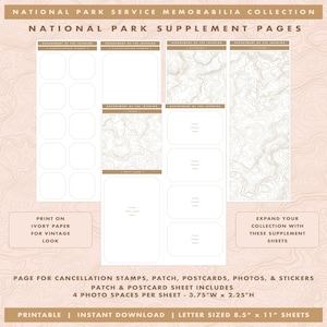 National Park Brochure Sheet Supplements | Stamp Postcard Patch | NPS Memorabilia Sheets |  Printable | Region Dividers | Unigrid Collection