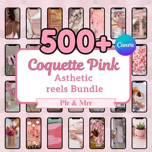 500+ Pink Aesthetic Faceless Videos Photo Bundle for Instagram Reels, Faceless Digital Marketing Videos Master Resell Rights, MRR/PLR, Canva