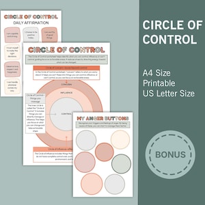 Editable Circle of Control Worksheet: Anxiety & Stress Management (Canva Template Digital Download
