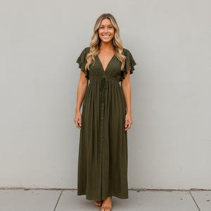 hazel green dress Hazel Silk Faille Column Gown main image 0