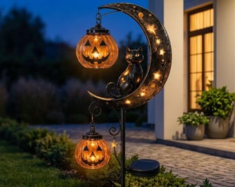Halloween-trädgårdsprydnad i järn, tecknad djurdekoration för trädgården, festivaldekoration för utomhusbruk i 3 stilar för kusliga säsongsbetonade trädgårdsuppvisningar