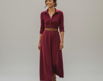 holiday dresses boutique Mock neck sweater dress Burgundy Burgundy / Small